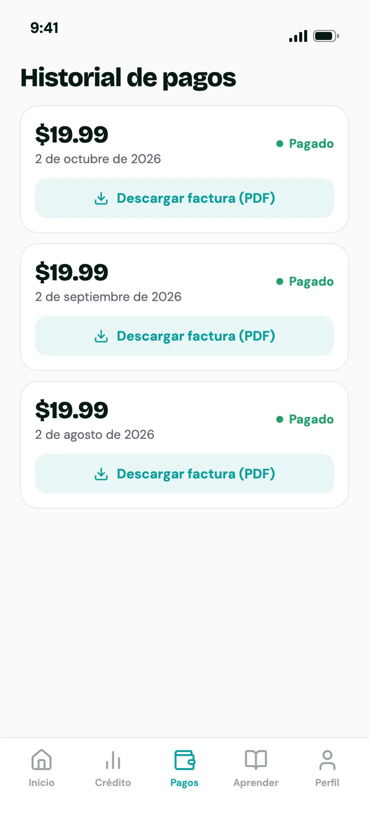 Cada mes, registrado